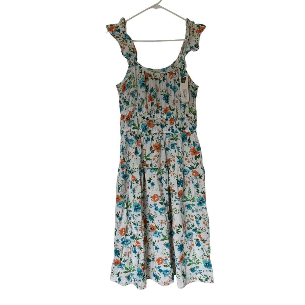 Peyton & Parker Sundress Women's S Teal & Orange Floral Summer Cottage Dress NWT